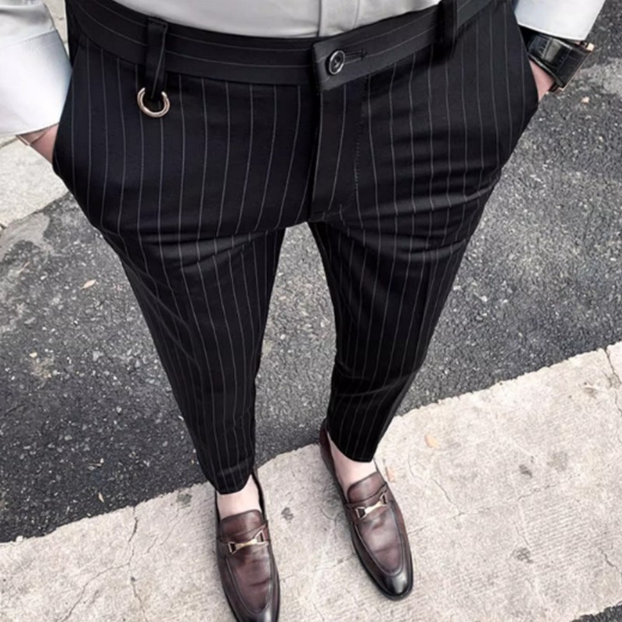 striped 9-point casual pants 00371