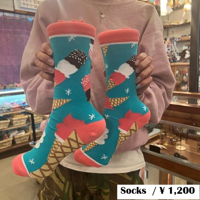 TOPANGA SOCKS Lady's 　Ice cream　Socks　アイスクリーム ソフトクリーム　　靴下　レディースソックス　ソックス　　プチギフト　プレゼント