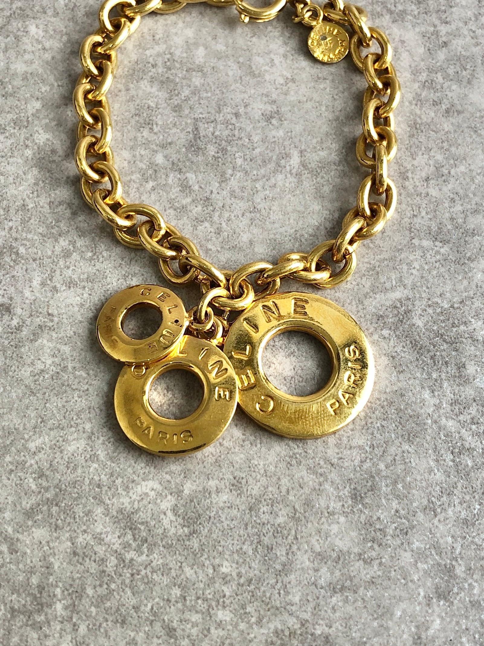 セリーヌ CELINE ゴールド ロゴ サークルブレスレット vintage 【公式