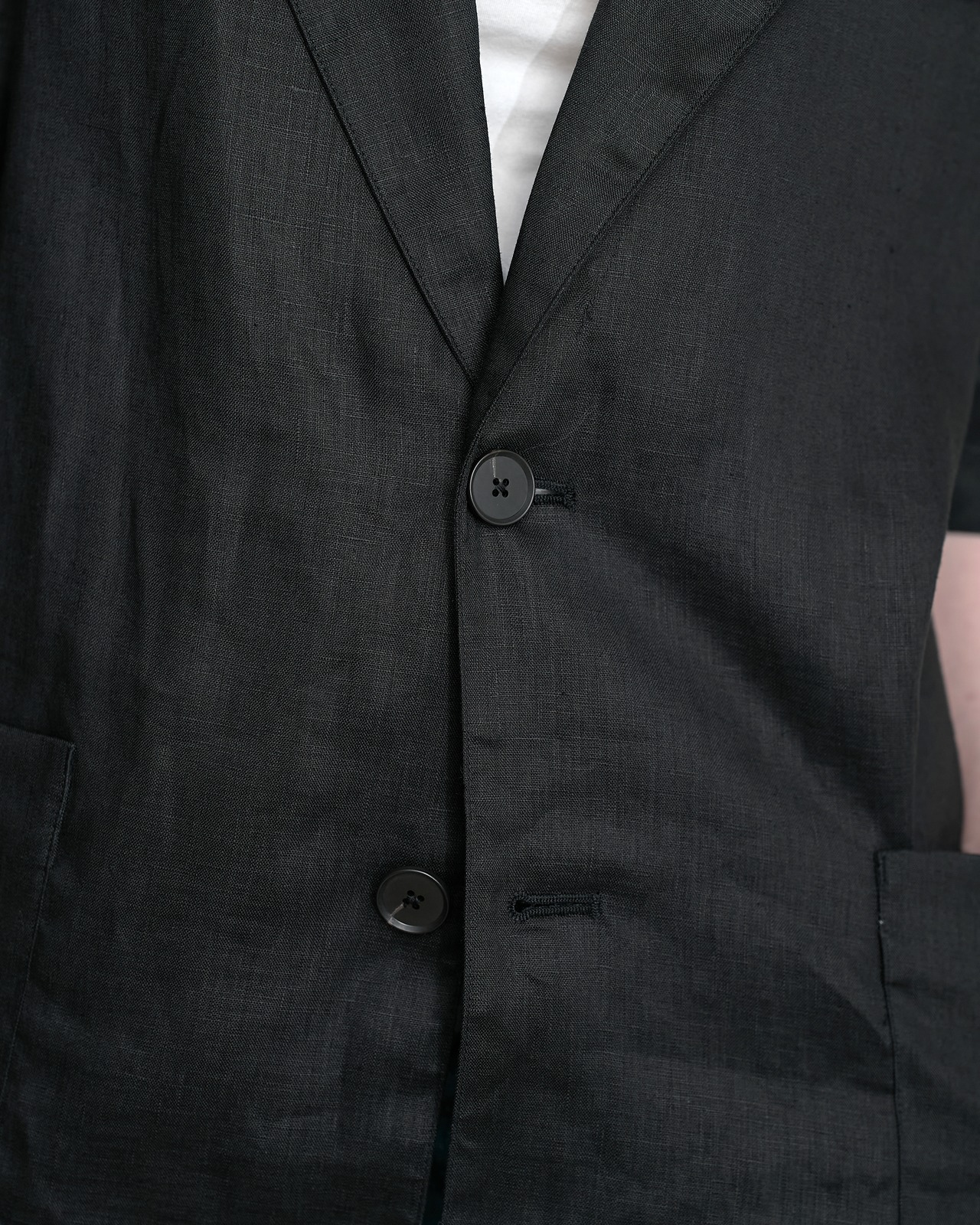 ssstein "LIGHT LINEN EASY SINGLE BREASTED JACKET〔BLACK〕"