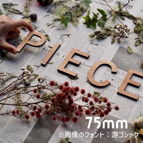 切り文字 木製 アルファベット 数字 パーツ 75㎜ 長崎県産杉 イニシャル アルファベット
