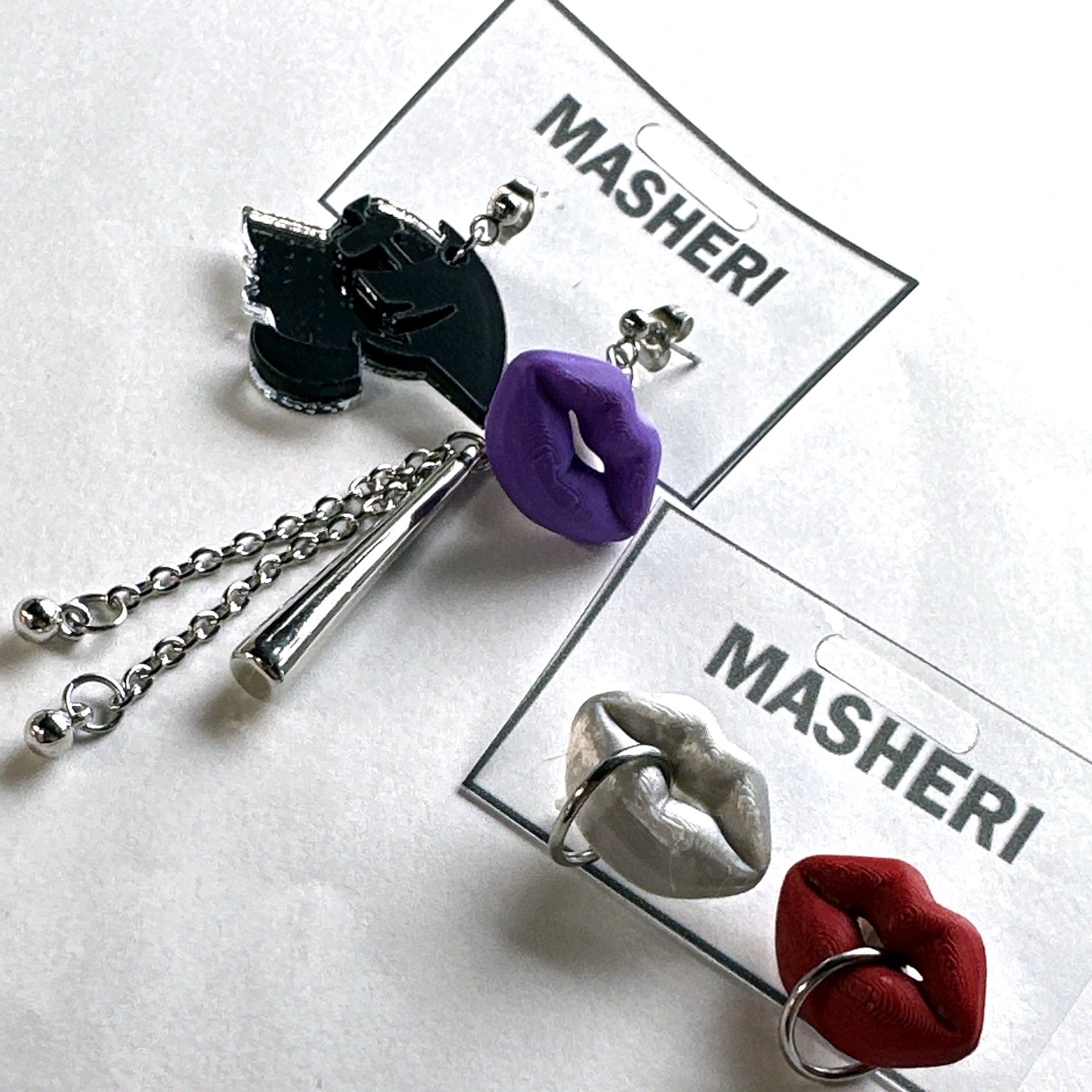 ハンドメイド　 カボションピン　6本セット 4p 6p くちびるカボション | MASHERI partsshop