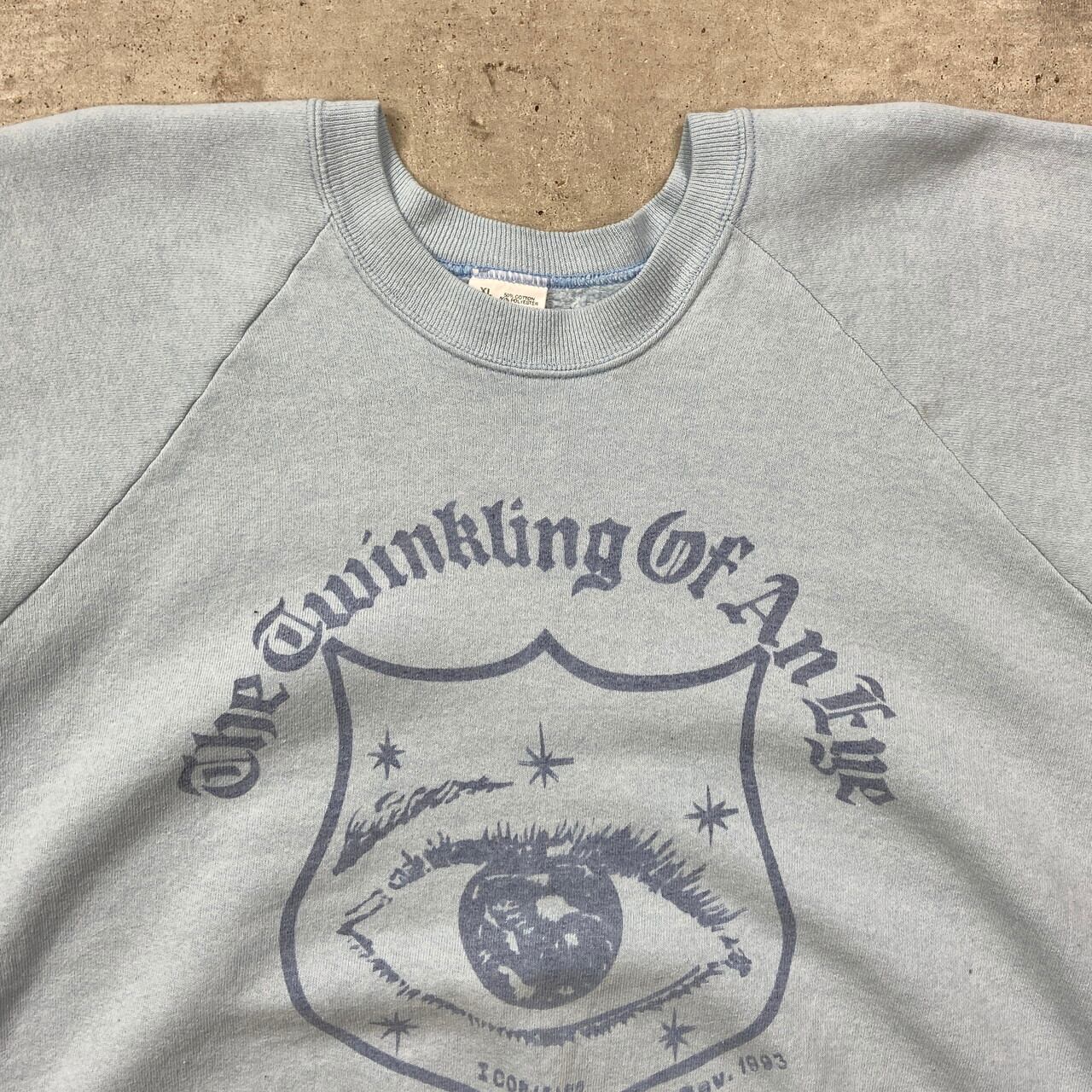 90年代 THE TWINKLING OF AN EYE ラグランスウェットシャツ 聖句 目