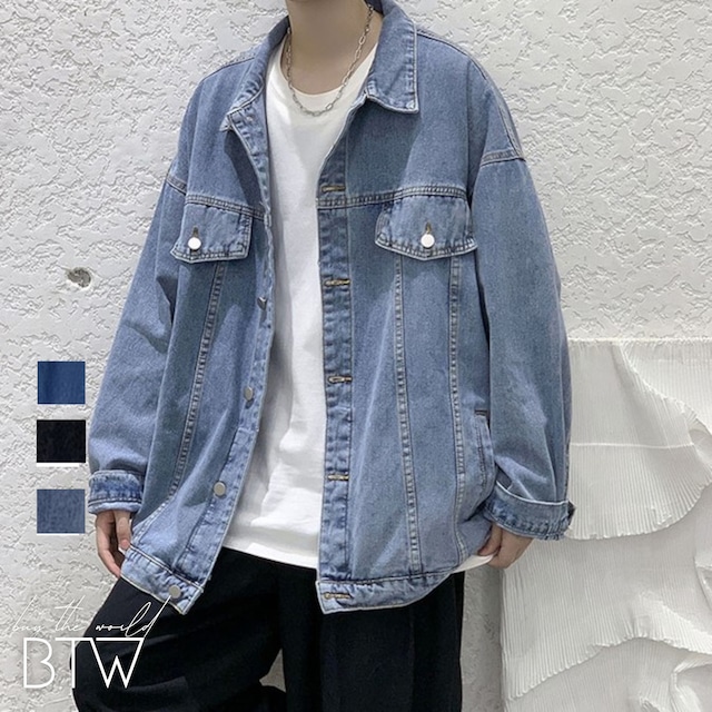 【韓国メンズファッション】メンズ デニムジャケット カジュアル ゆったり サイズ豊富 ユニセックス BW2692