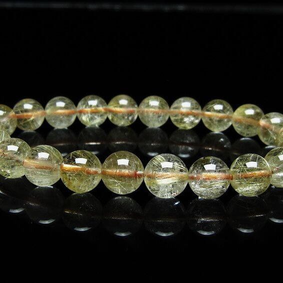 ルチルクォーツ ブレスレット 9mm タイチンルチルクォーツ タイチンルチル 一点物 メール便可 [M便 1/10] 111-49103