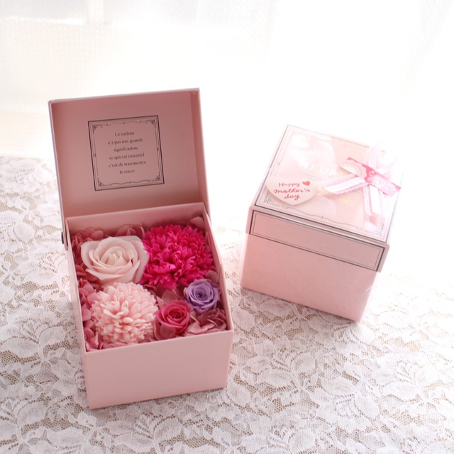 【送料無料】ソープフラワーボックス　母の日　プリザーブドフラワー　記念日　お祝い　誕生日　プレゼント　花