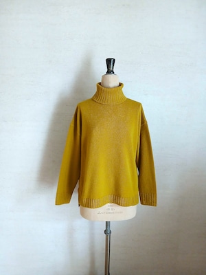 【Shiratakaknitichi】軽くてふんわり暖か♡ウール混タートルネックプルオーバー　ライム