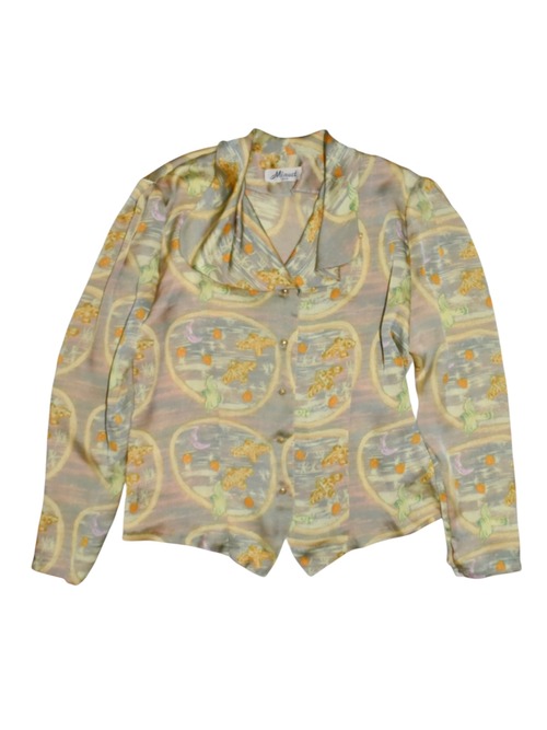 DoReMi Unique Series – Planet & Bird Print Satin Shirt