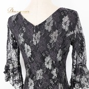 社交ダンス 衣装 prima boutique プリマブティック ドレス ワンピース ブラック系 花 花柄 黒 レース フリル 練習 レッスン 伸縮 ストレッチ ダンス衣装 イベント ステージ パーティー おしゃれ シルバー系
