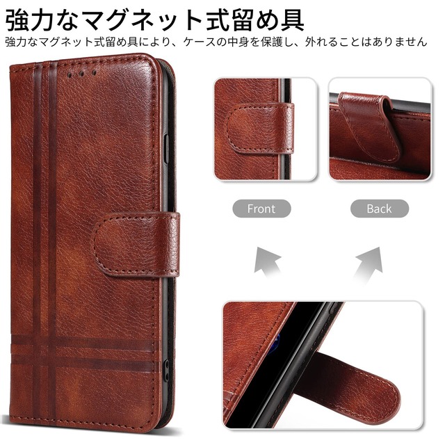 【新春セール】iPhone SE ケース 手帳型 第2世代 第3世代 iPhone8 iPhone7 iPhone se3 スマホケース 携帯カバー レザー 軽量 薄型 耐衝撃 耐摩擦 全面保護 マグネット式 カード収納 スタンド機能 se 4.7インチ対応 (Brownbutton, iPhone8 iPhone7 iPhone SE2 iPhone SE3)