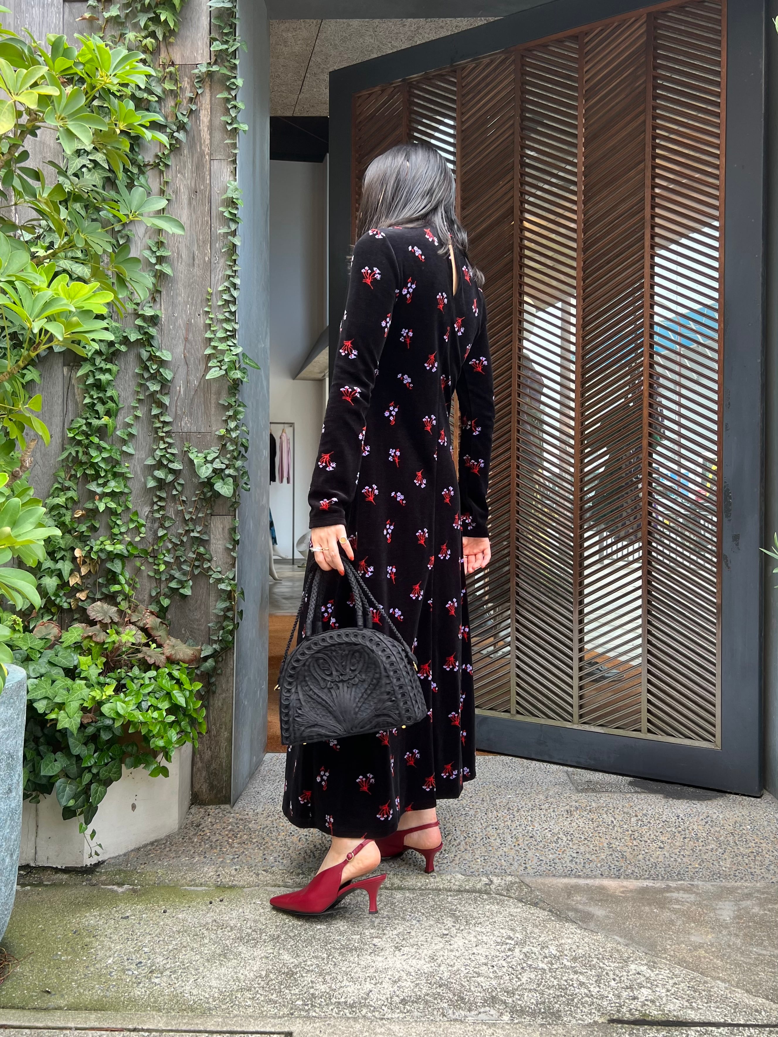 22AW】Mame Kurogouchi マメクロゴウチ / Floral Velour Jacquard High 