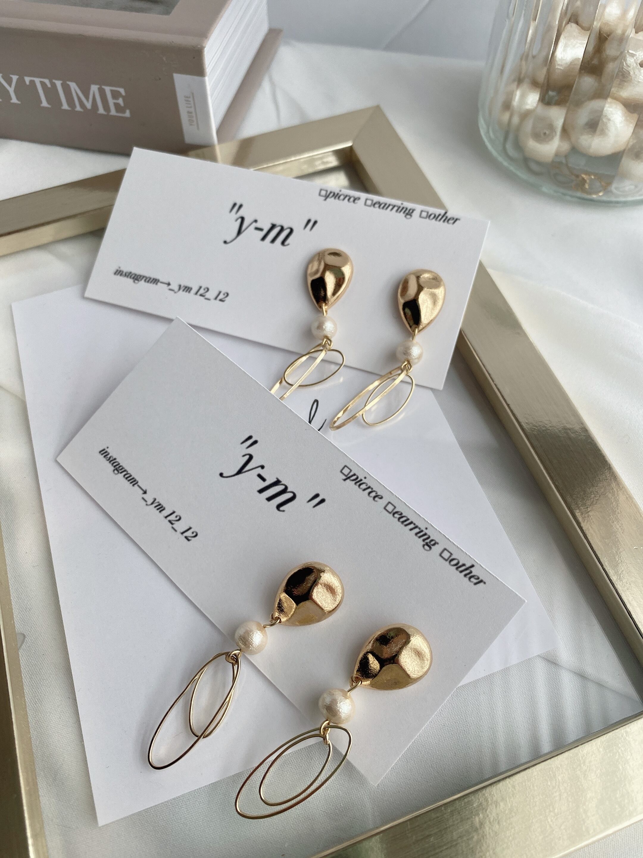 ハンドメイドピアス 雫型ゴールドのアクセサリー/y-m-上品なハンドメイドピアス | y-m-上品