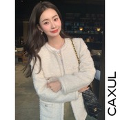 ラウンドネック レーストリムジャケット/2color