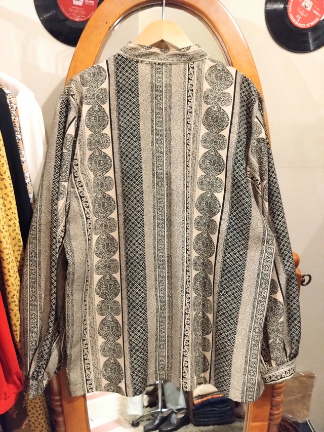 民族調マリメッコ風ゆるふわスタカラシャツ/フォークロアスタンドカラー