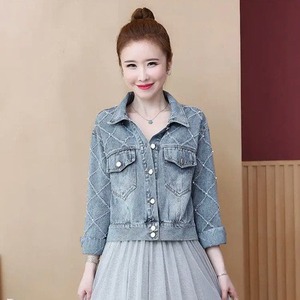 デニムジャケット レディース ファッション 春 秋 デザインジャケット ショート丈 ステッチ ダメージ ヴィンテージ 上品 高見え こなれ感 お洒落 高見え ボタン ポケット