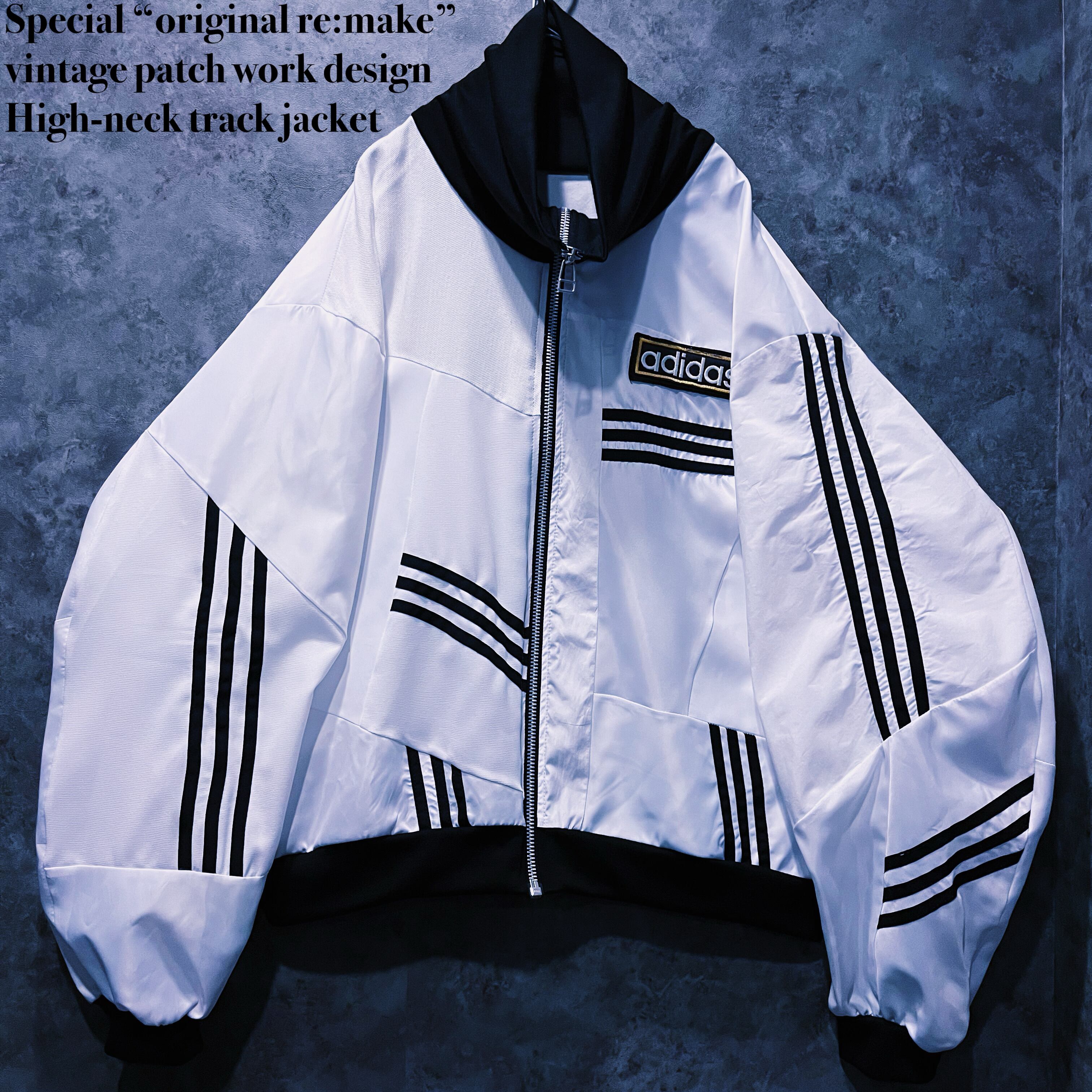 【doppio】Special “original re:make” vintage patch work design High-neck track jacket