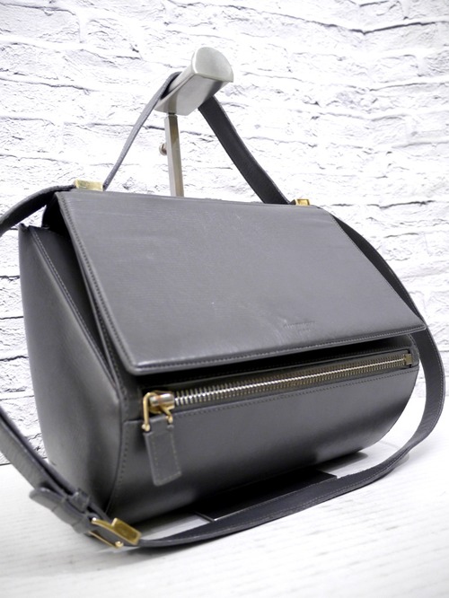 レア ◆ GIVENCHY ジバンシィ PANDORA BOX パンドラ ボックス ハンドショルダー 2way レザー ショルダー バッグ 灰◆ 使い勝手の良い2way♪
