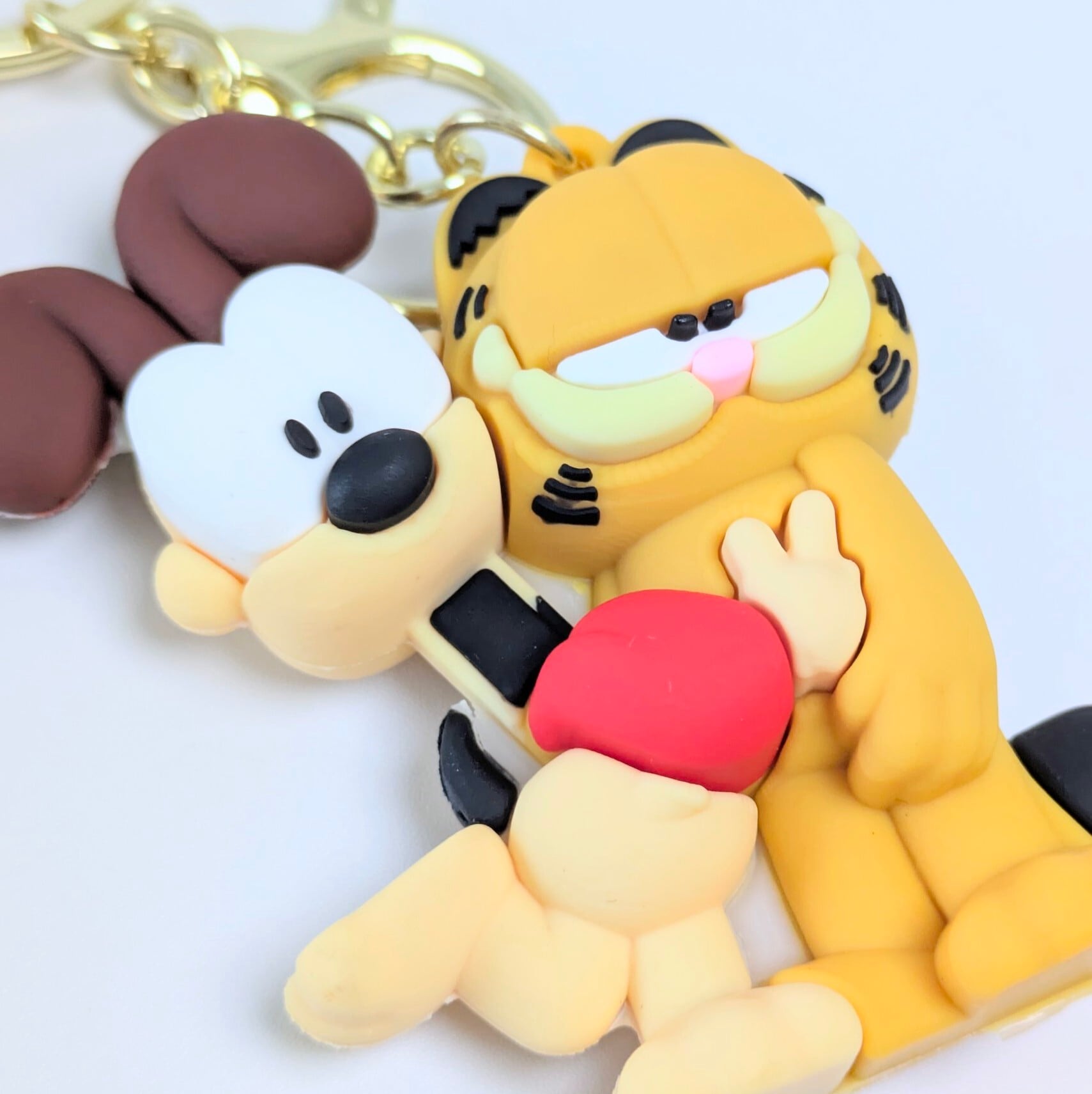 【 Garfield ( ガーフィールド ) 】『 ガーフィールド & オーディ 』 3Dラバーキーホルダー ストラップ付き / キーチェーン〚アメリカン雑貨 アメトイ〛