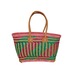【かごバッグ】M パニエM / ロングハンドル Pink x Green x Natural /マルシェバッグ
