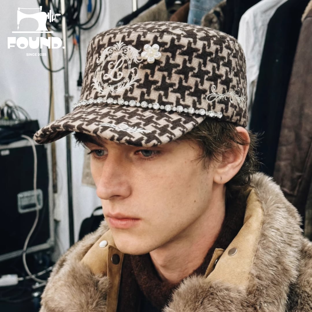 Houndstooth Pillbox Cap(FD317)
