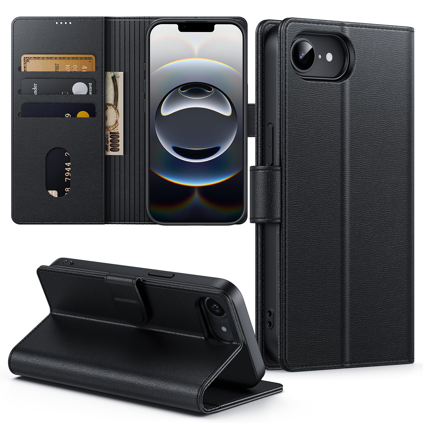 NIMASO iPhone 17e/16e用ケース 手帳型 財布型 PUレザーケース 携帯カバー カード収納 全面保護 耐衝撃 スタンド機能