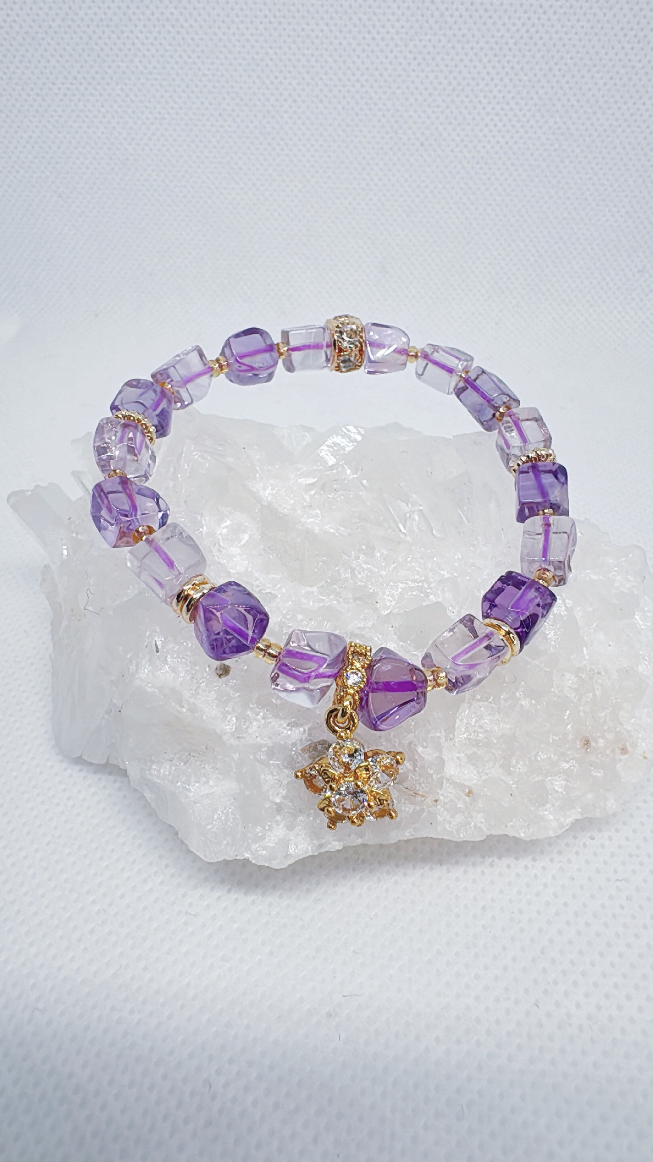 パープルラビットヘアクォーツ 13mm 内径約16cm | Pay ID