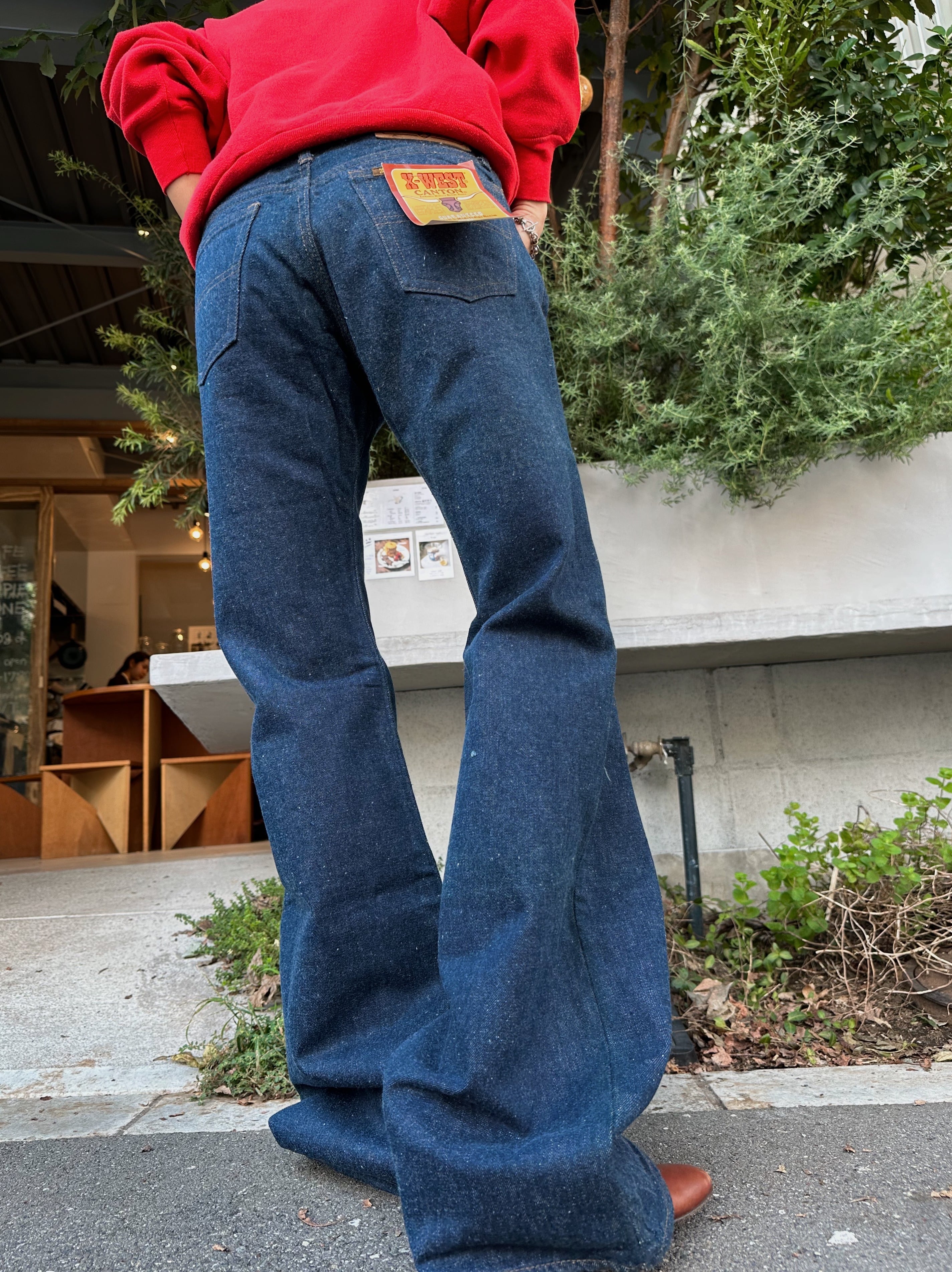 (PT619)70’s X-WEST CANTON denim pants dead stock