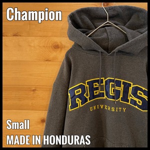 【champion】カレッジ レジス大学 REGIS UNIVERSITY スウェット パーカー フーディー 刺繍ロゴ  S チャンピオン US古着