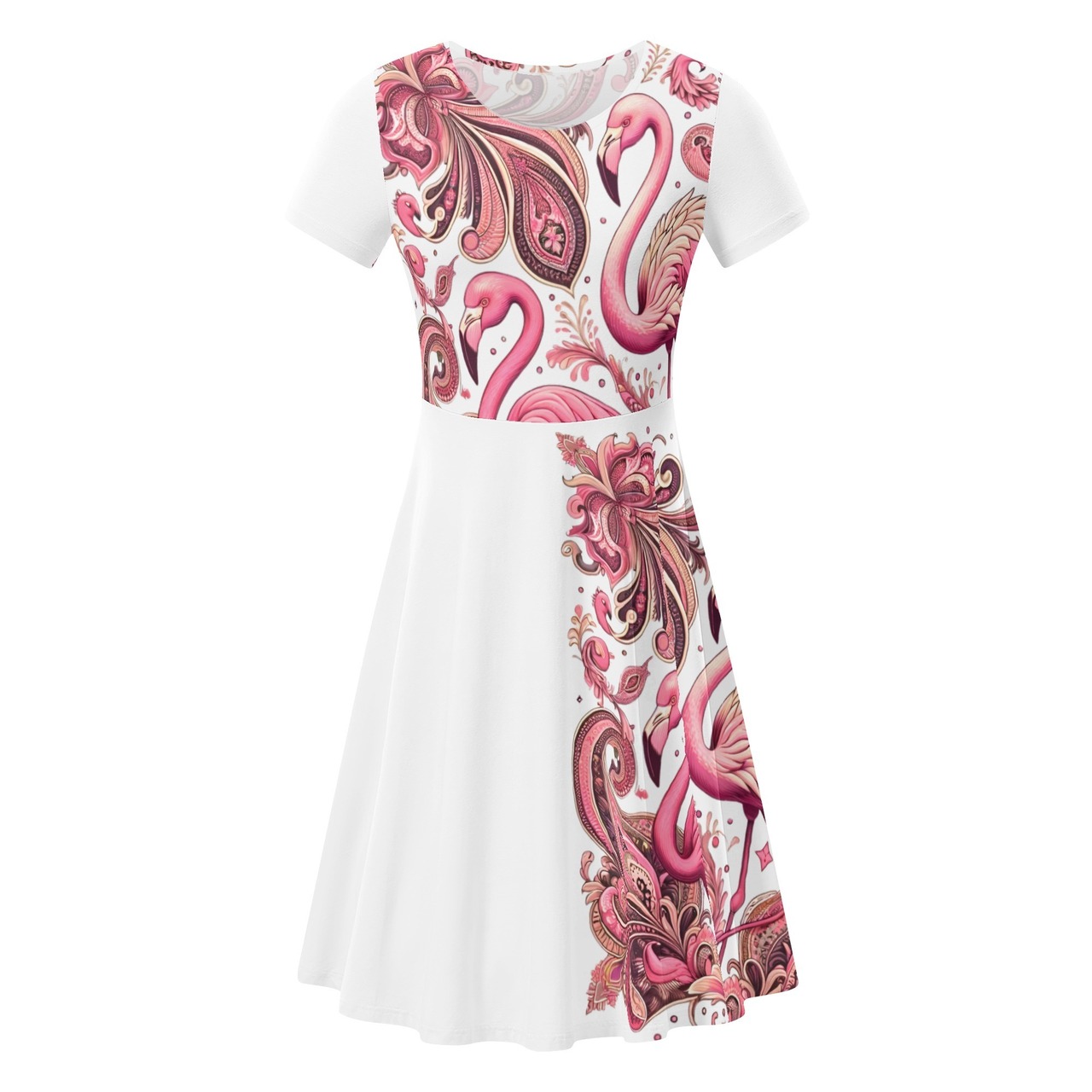Women's Short Sleeve Ruffle Dress Paisley 4710