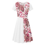 Women's Short Sleeve Ruffle Dress Paisley 4710