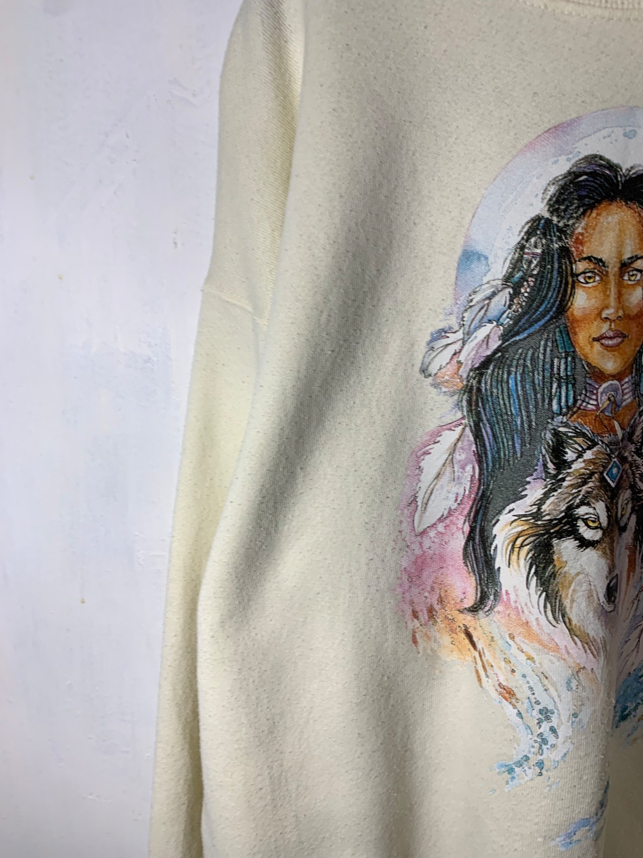 90's FRUIT OF THE LOOM Print Sweat Shirt made in USA 【L】