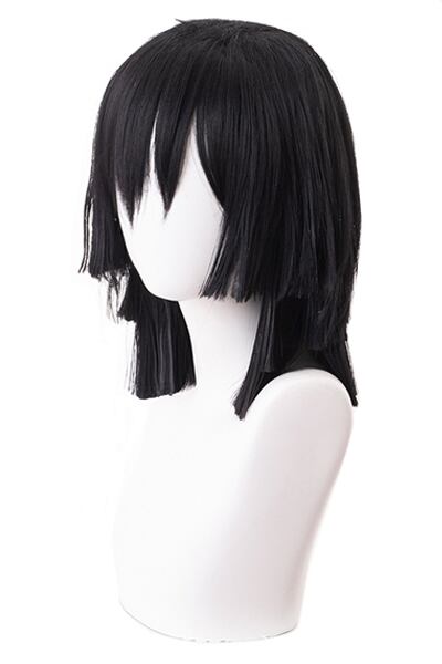 コスプレ耐熱ウィッグ ブラック ミディアム キャラクターウィッグ ☆鬼