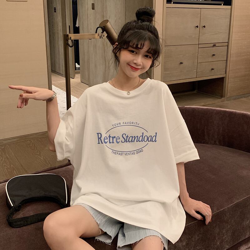 サマールーズ薄手ラウンドネックプルオーバー 半袖スリーブTシャツ ショート ハーフスリーブ 夏物 Oネック YY-ファッション51156037497