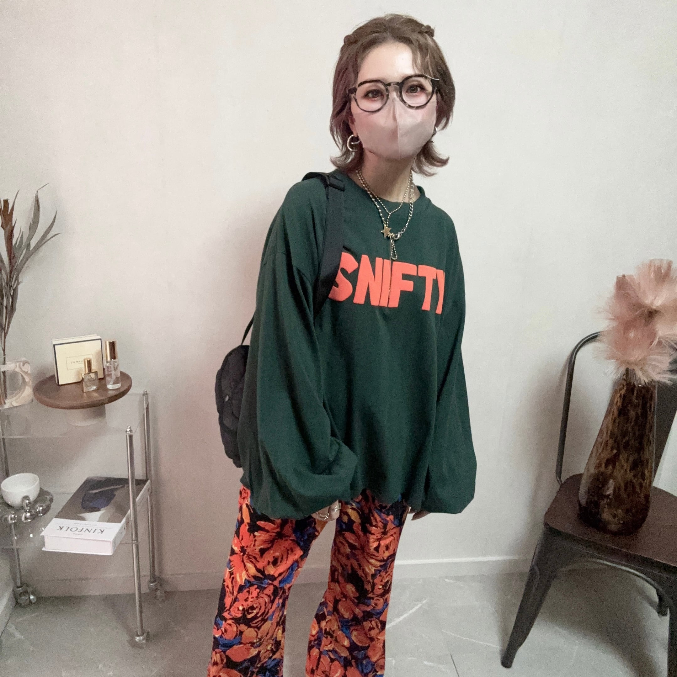 SNIFTY color volume sleeve tops【Green】