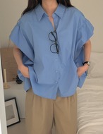 【26ss】Shoulder-Shirring Shirts_Blue