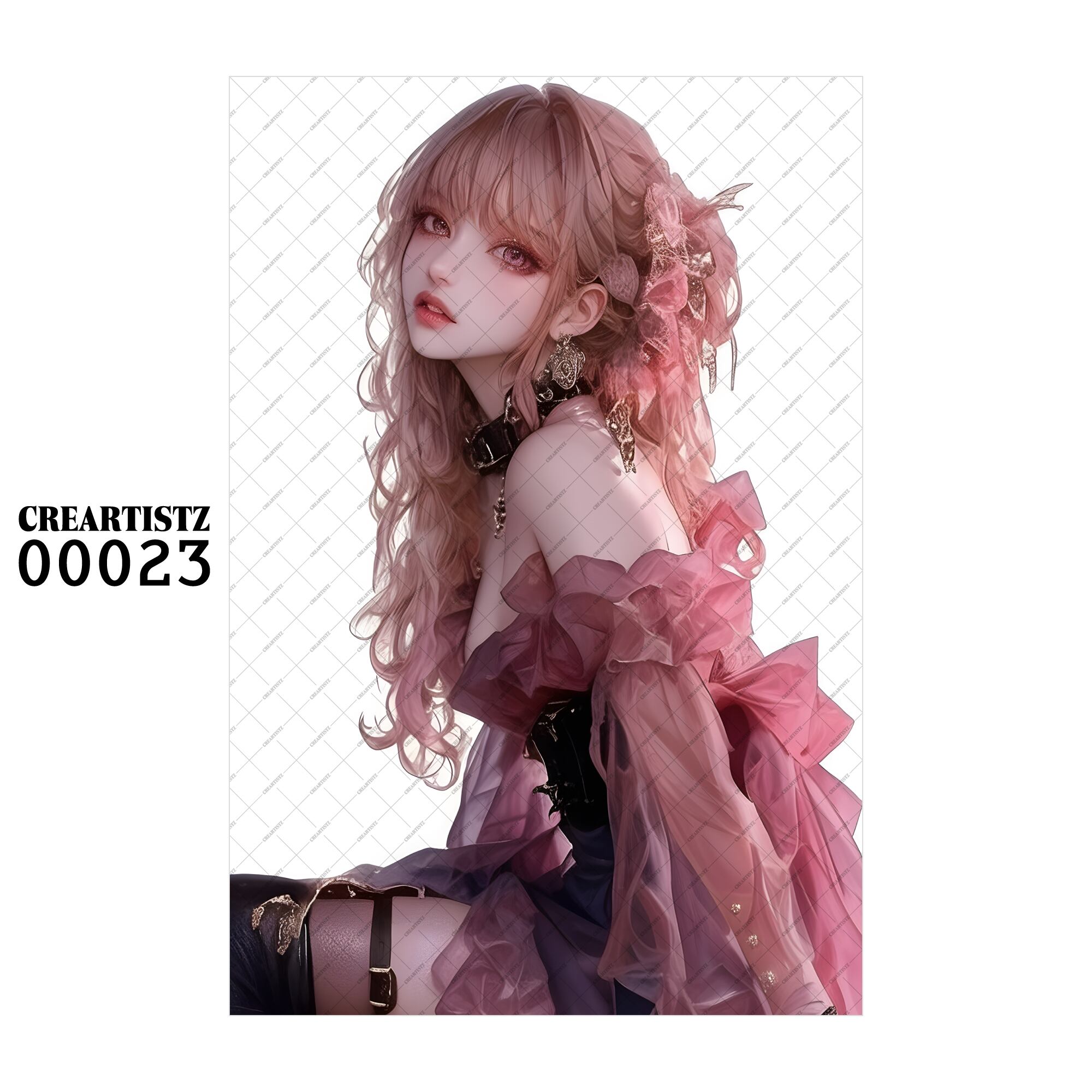 00023 ガール キュート オリジナル ペーパー/ステッカー 4枚セット CREARTISTZ