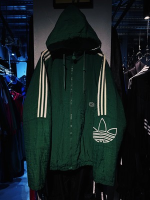 【D4C】 80's vintage "adidas" trefoil logo embroidery design three stripe foodie jacket