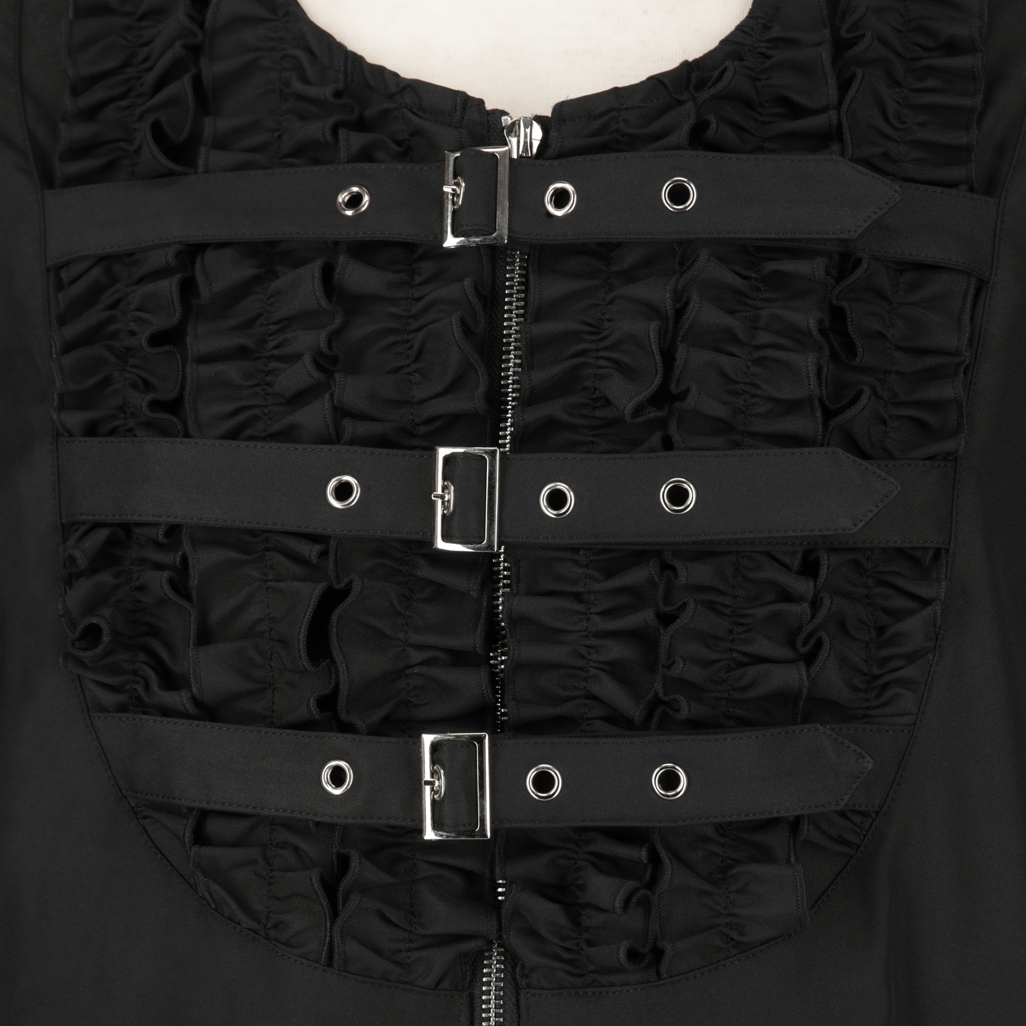 ボンテージバルーンスリーブワンピース　BLACK
