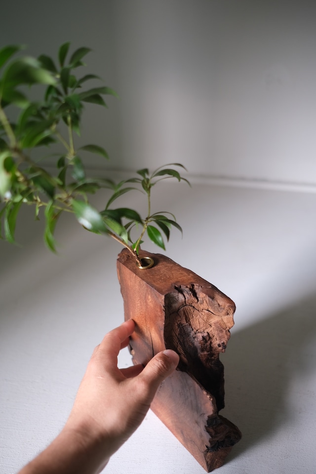 木塊　一輪挿し　-桂-