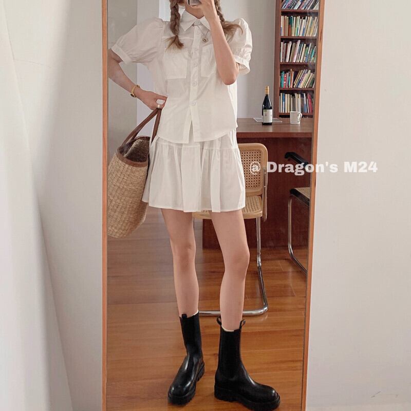 スリーブシャツ サマートップス カラーホワイト 大人ガーリー スウィート キュート カジュアル 夏物 ガールズファッション77141714732