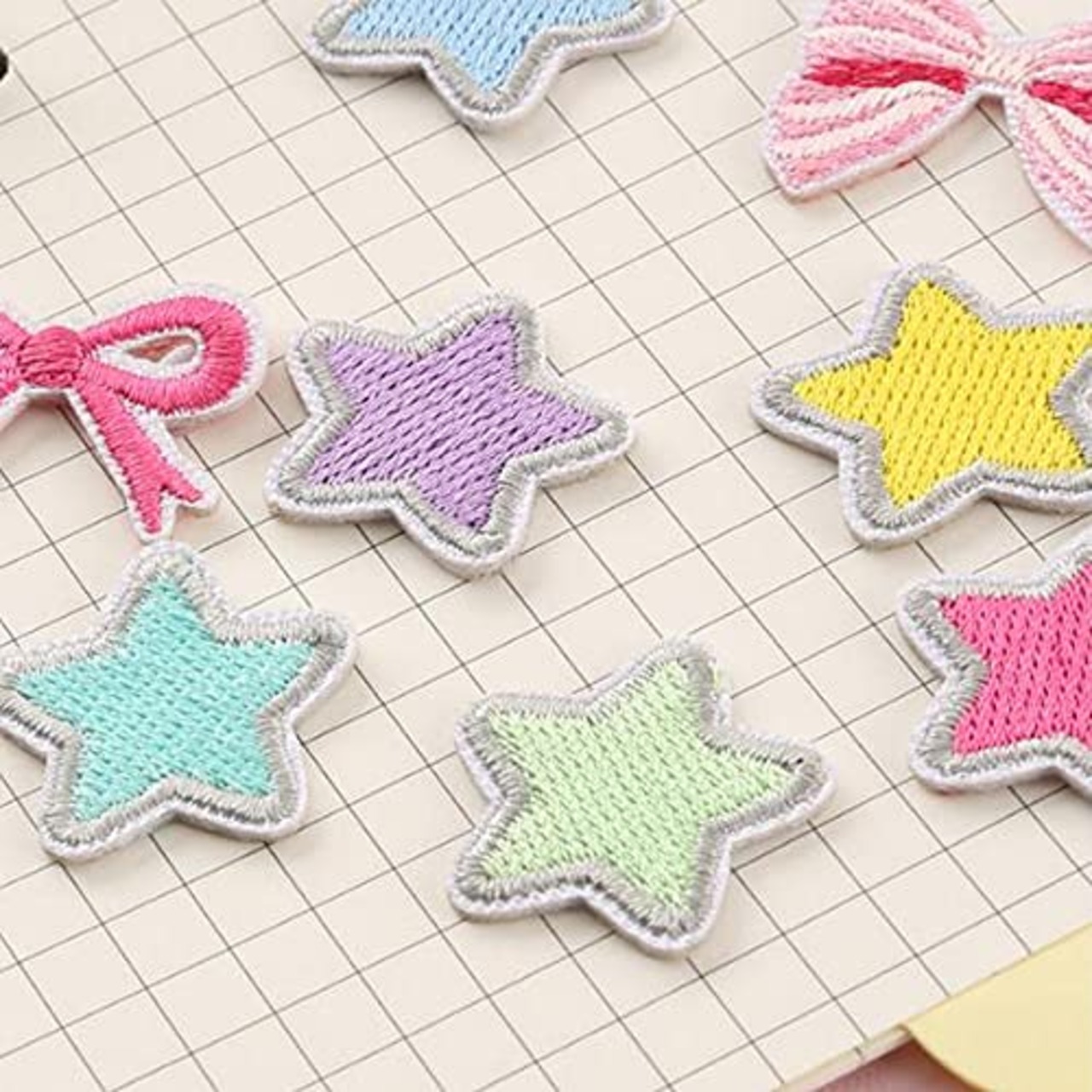 GOODCHI 星 スター ワッペン 刺繍 星 アップリケ ミニワッペン カラフル 可愛い装飾 男の子 女の子 名札付け DIY服 入学 7色セット 22mm