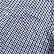 NAUTICA ノーティカ チェック柄 BD 半袖シャツ サイズ M /メンズ/水色系/WRINKLE RESISTANT