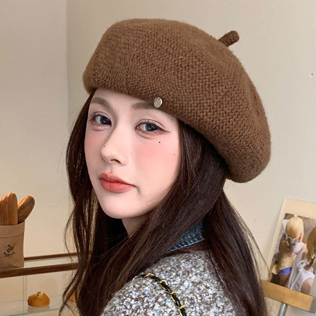 ベレー帽 ニット 秋冬 帽子 レディース 韓国 レトロ おしゃれ きれいめ 大人 かわいい 小顔 シンプル 通勤 通学 防寒 保温 暖かい 折りたたみ 大人可愛い 大人女子