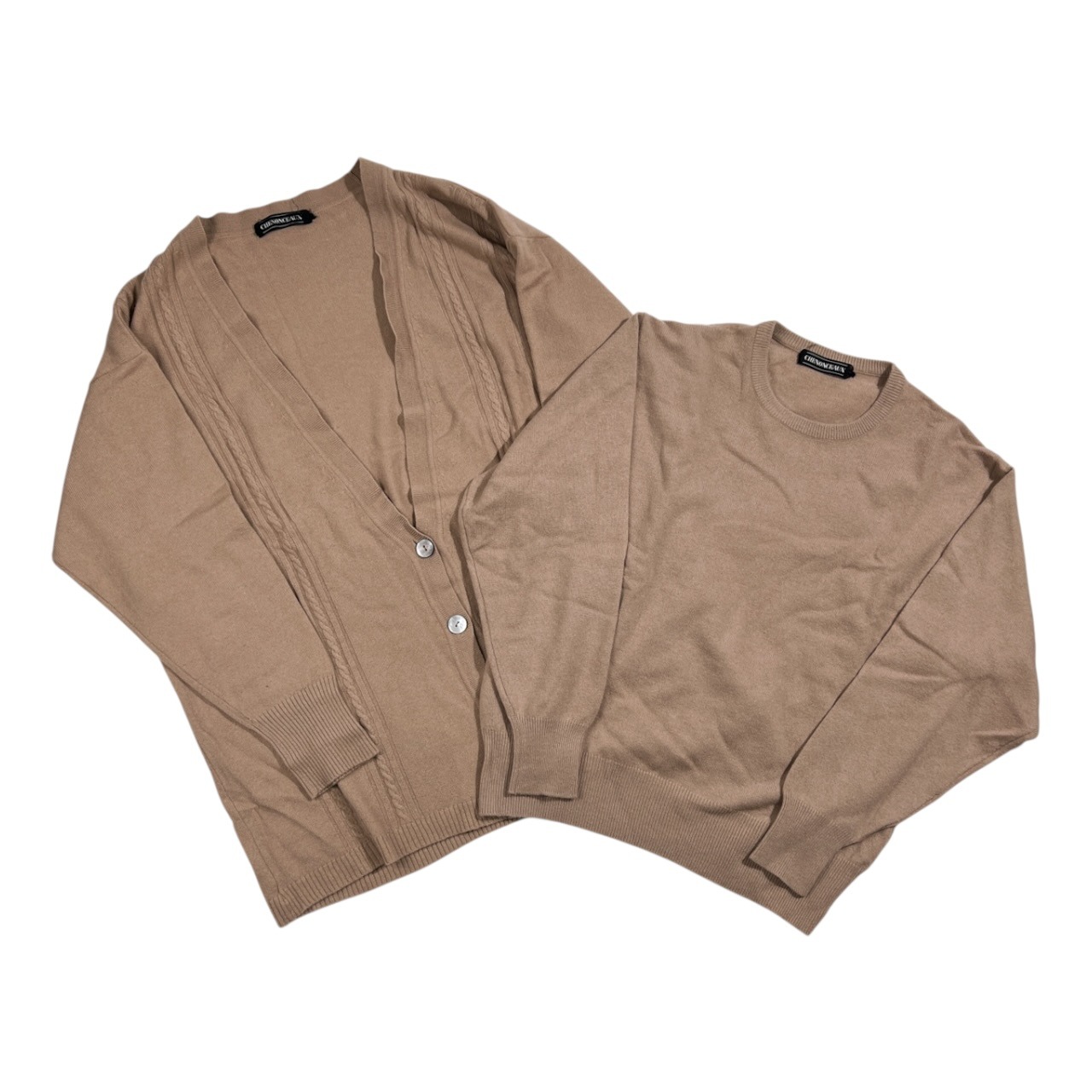 アンサンブル カシミヤ100% CHENONCEAUX シュノンソー セットアップ カーディガン ニット セーター /ベージュ系 レディース
