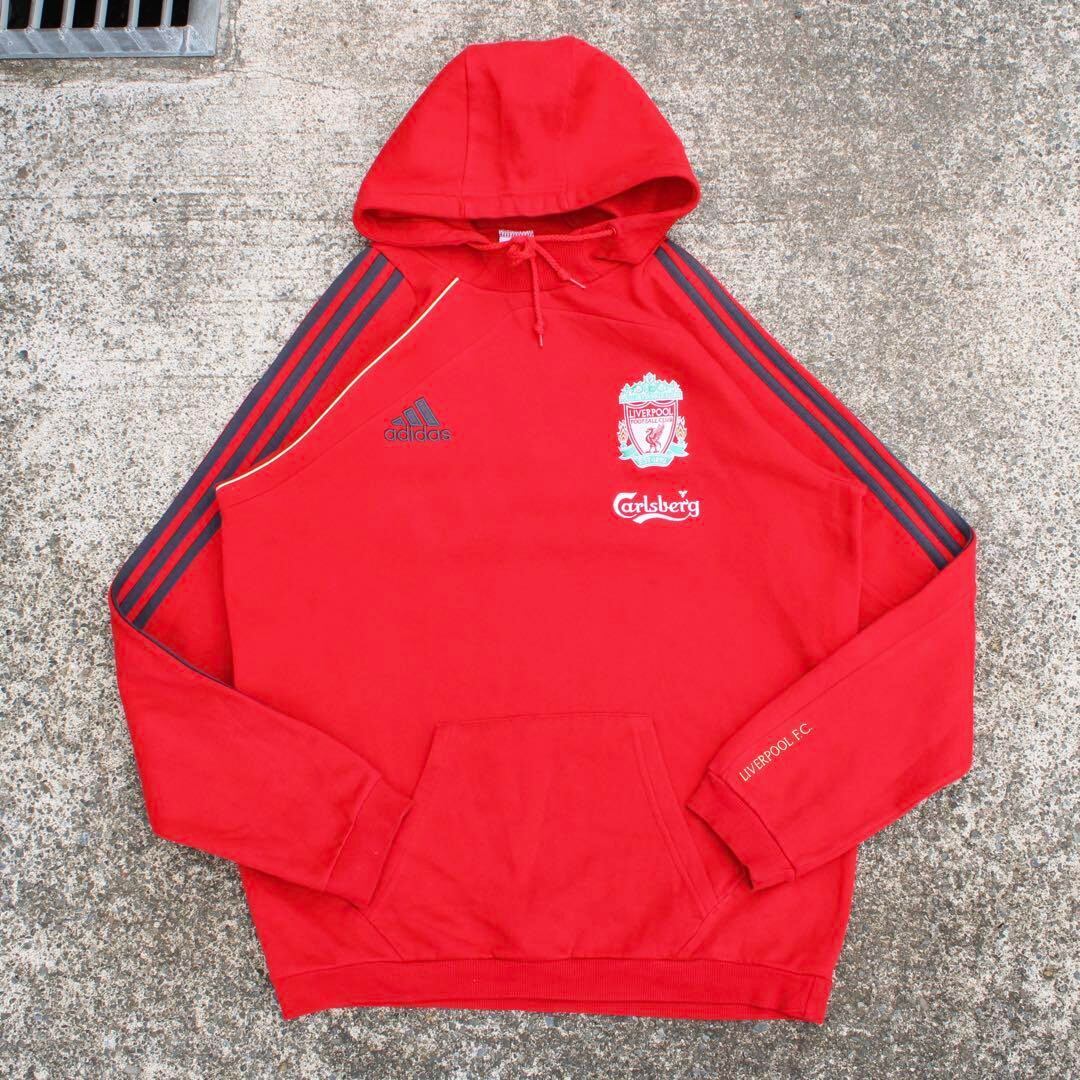 【Lサイズ】00's adidas リバプールF.C オール刺繍 3ライン 古着 パーカー