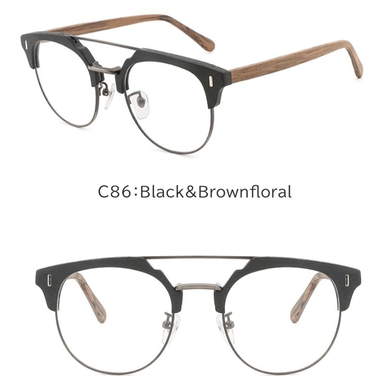 Wood Grain Two Bridge Glasses -sirmont- / ウッド グレイン ツーブリッジ メガネ -サーモント-