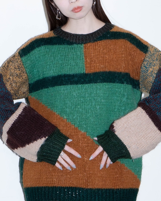 1980s geometric knit sweater