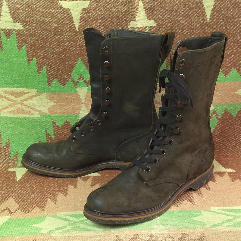 50s HERMAN Rough-Out Black Leather Military Boots （8 1/2 D