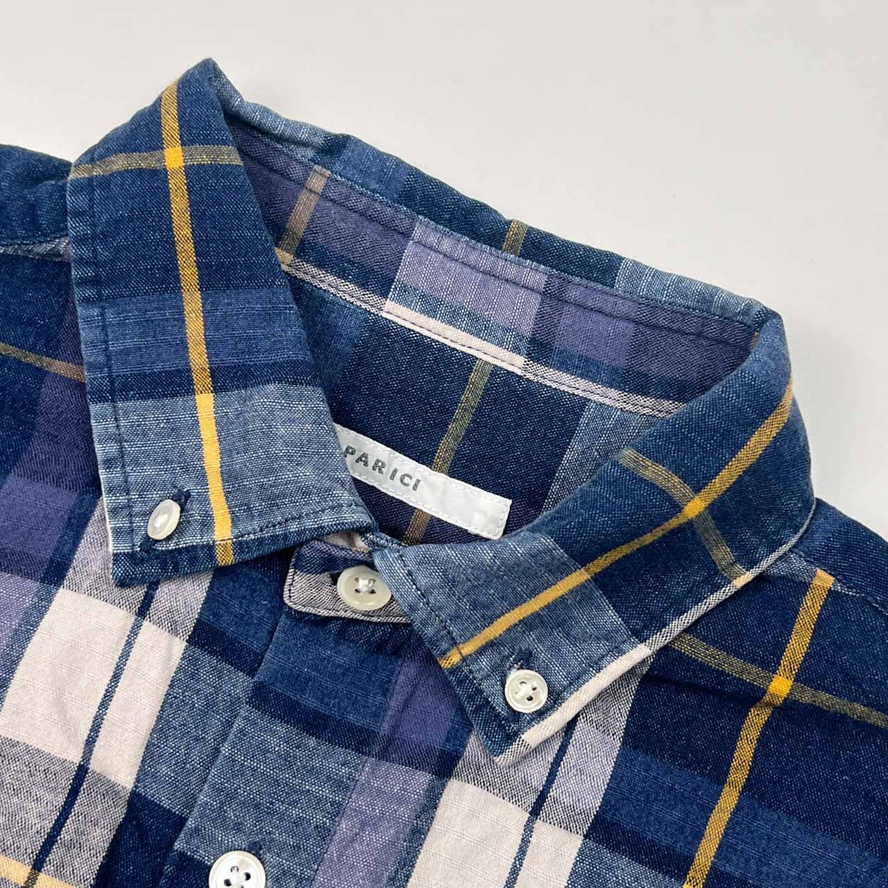 PAR ICI パーリッシィ BD ボタンダウン チェック 半袖シャツ F/ブルー系 レディース