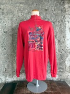 スポーツグラフィック ハーフジップTシャツ（レッド）ロンT